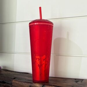 Red Tumbler with Straw